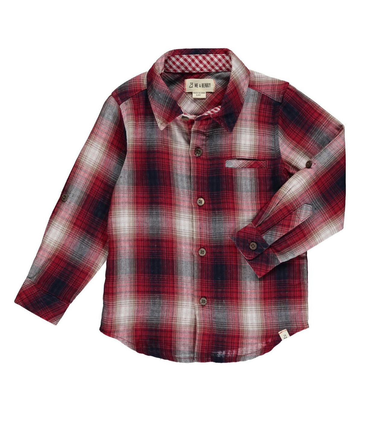 Red Plaid Woven Button Up