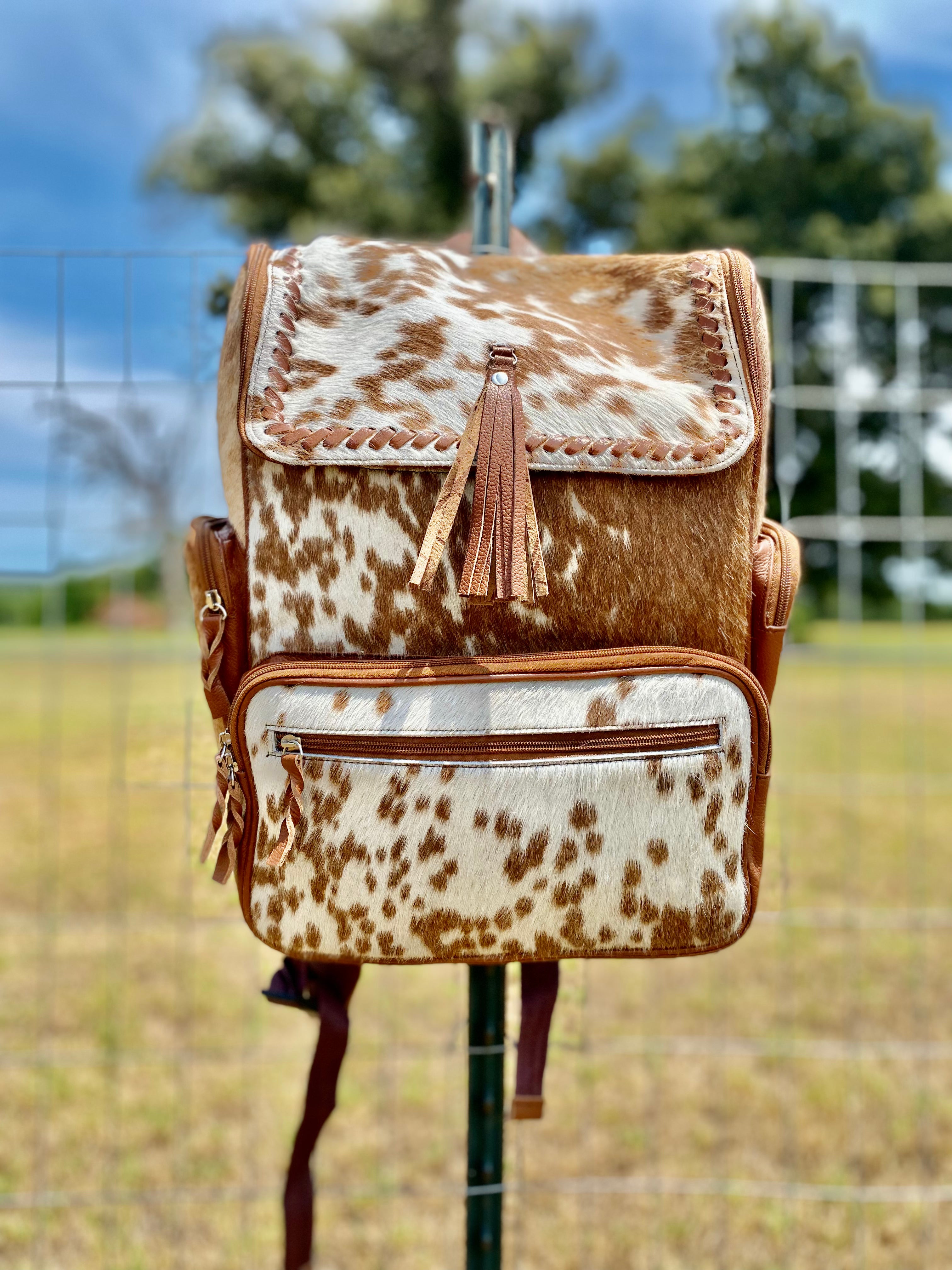 Waylon Crossed Lace Cowhide Diaper Backpack