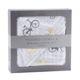 Vintage Bicycle Bamboo Hooded Towel & Washcloth Set