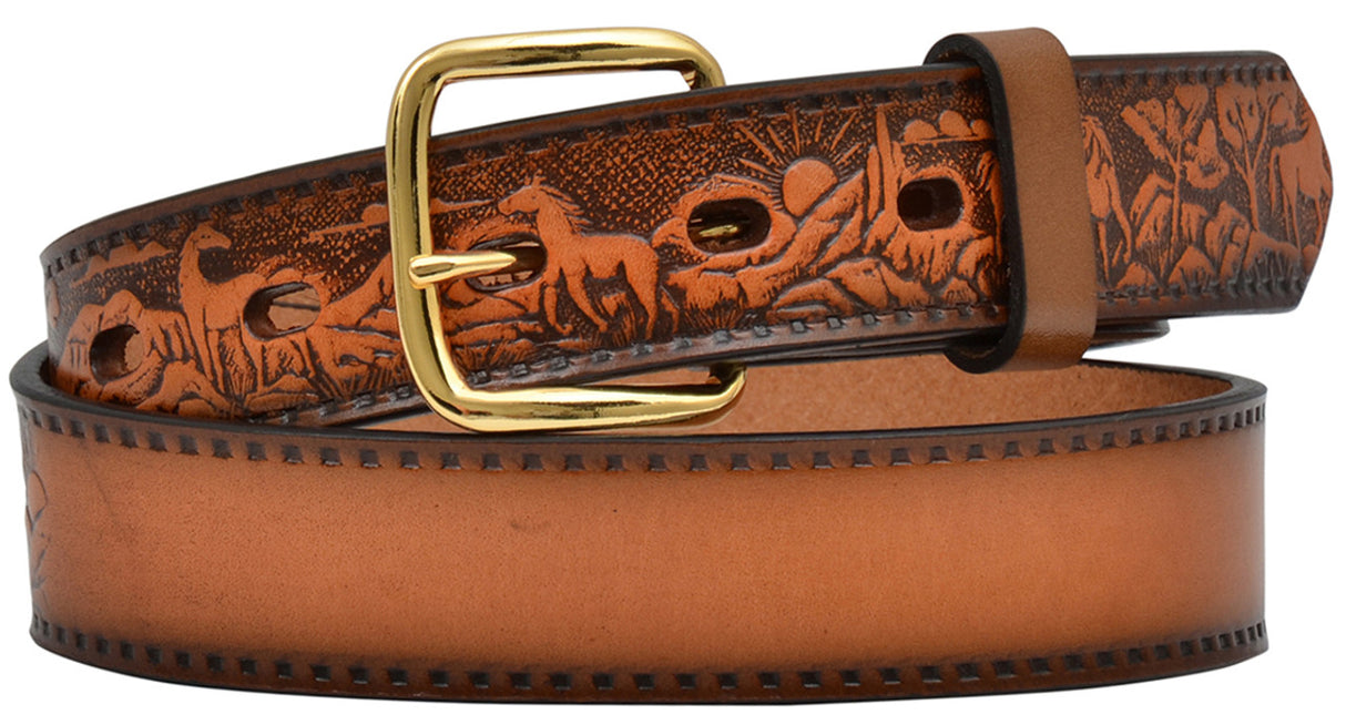 Western Scene Blank Tooled Personalization Belt