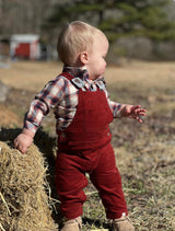 Woven Button Up Navy/Red