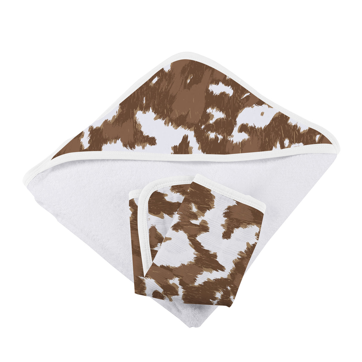 Cowhide Hooded Towel & Washcloth Set