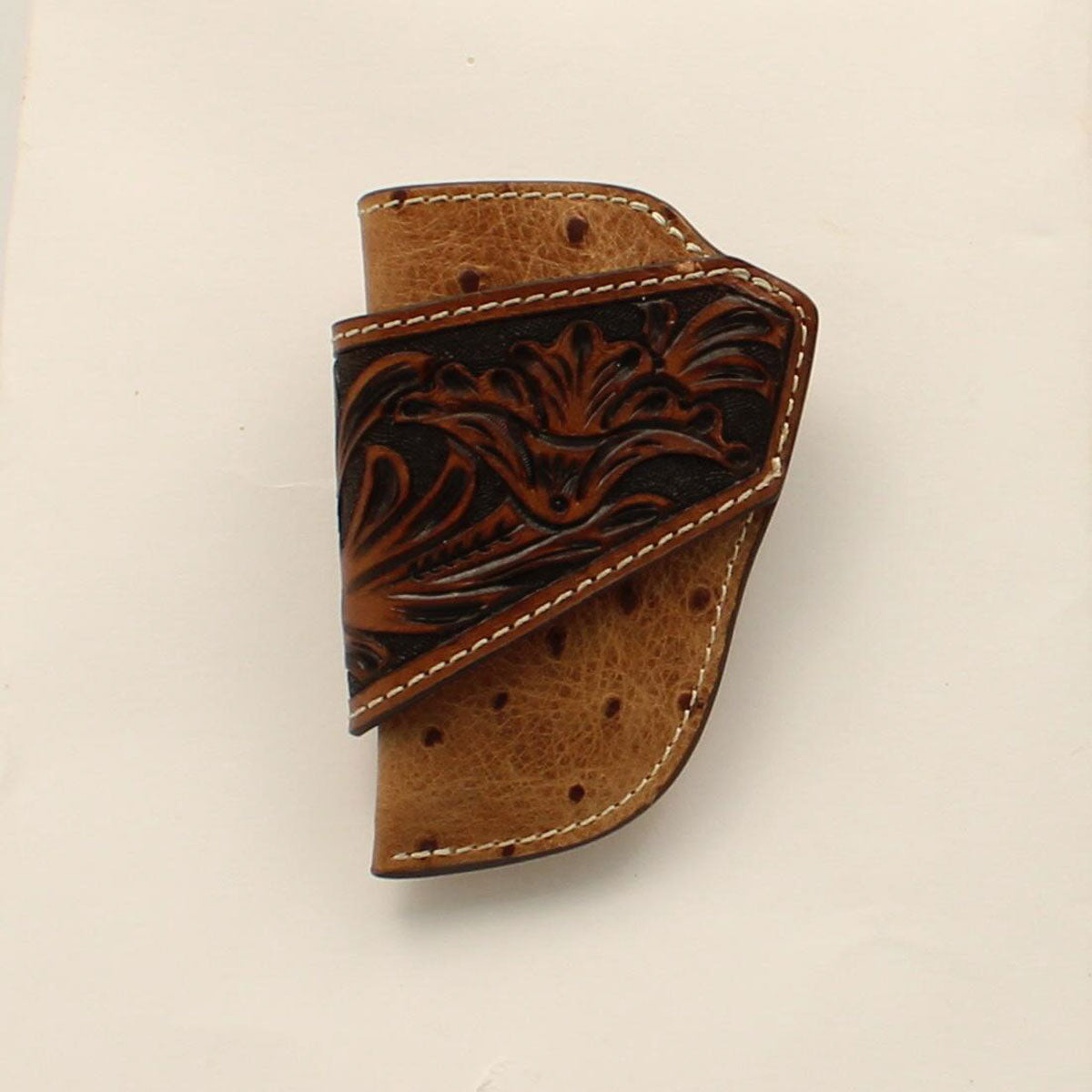 Horizontal Knife Sheath Tooled Ostrich