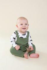 Chive Bamboo Waffle Overalls