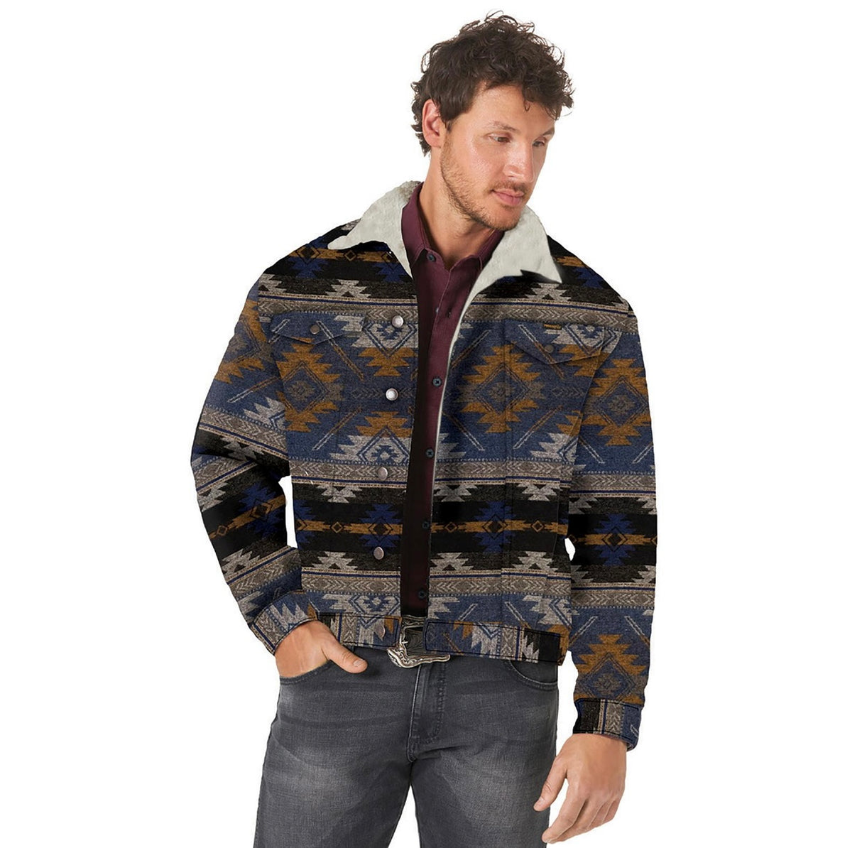 Jacquard Blue Depth Mens Wrangler Jacket