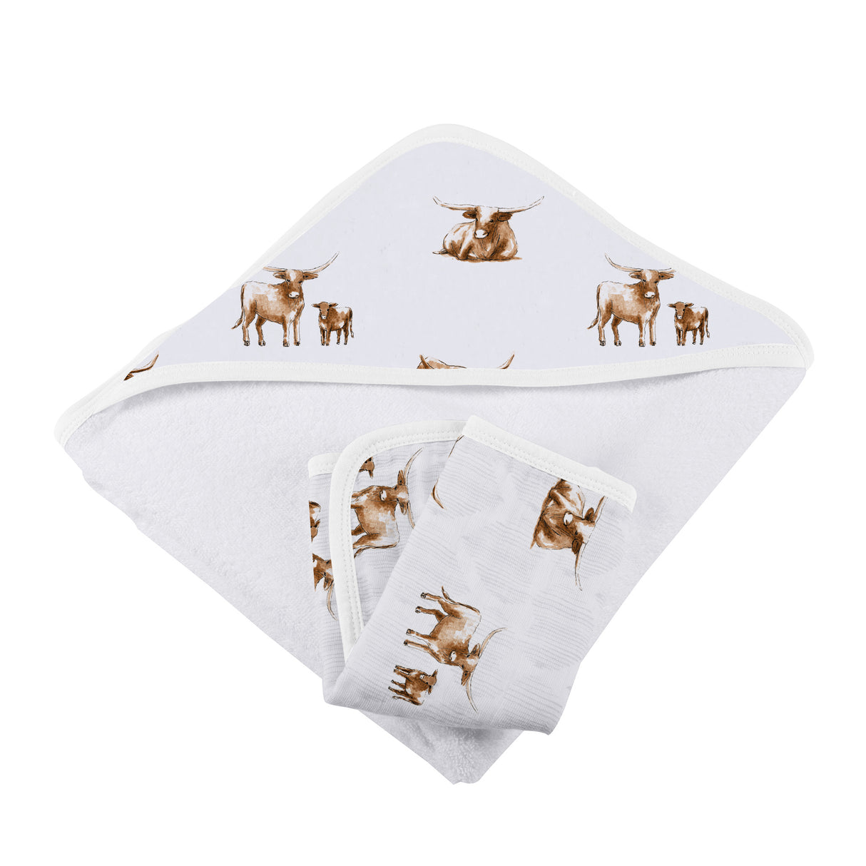 Longhorn Hooded Towel & Washcloth Set